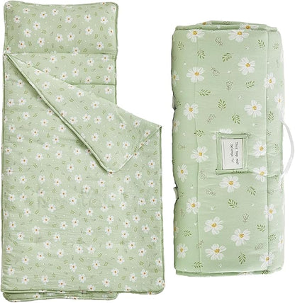Toddler Nap Mat with Removable Pillow,Ultra Soft Slumber Bags for Girls,Kids Sleeping Bags with Roll Up Design, Perfect for Preschool,Daycare,Kindergarten