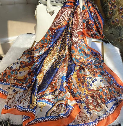 Fashion Scarves Scarf 100% Silk Feeling Scarf Silk Like Scarves Long Lightweight Sunscreen Shawls for Women