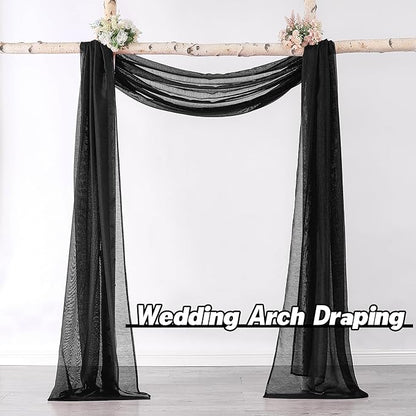 DONREN Jet Black Window Scarf Curtains for Outdoor Decoration - Add Luxury Beautiful Elegant Effect to Curtain Panels (1 Panel, 52 x 216 Inches Long)