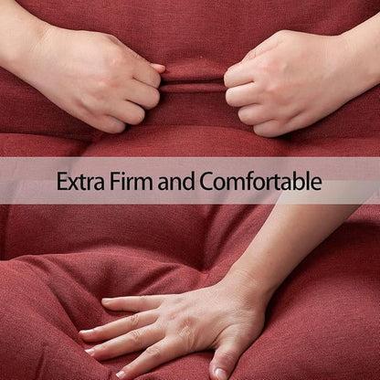 Outdoor Bench Cushion 48 x18 inch with Non-Slip Grips,Water Resistant Porch Swing Cushion,Bench Pillow Pads,Tufted Cushions for Patio Garden Furniture,48" Seat Cushions(Dark Red)
