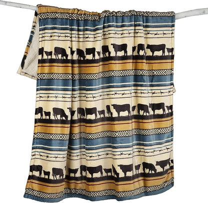 CARSTENS, INC. Ultra Premium Super Soft Plush Sherpa Fleece Oversized Throw Blanket 54" x 68", Morning on The Farm