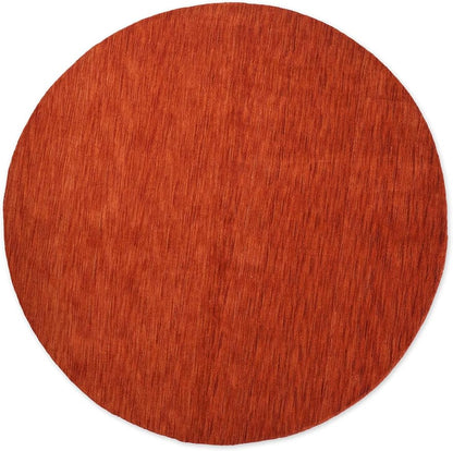 Hand Knotted Loom Wool ECO-Friendly Area Rugs - 6'x6', Round, Light Red Color, Solid Plain Design, High Pile Handmade Anti Skid Area Rugs for Living Room, Bed Room (L00111)