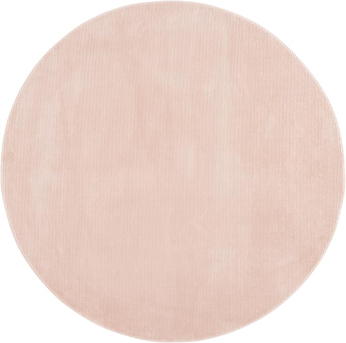 SAFAVIEH Revive Collection Area Rug - 6'7" Round, Pink, Geometric Design, Ideal for High Traffic Areas in Living Room, Bedroom, Dining (REV102U)