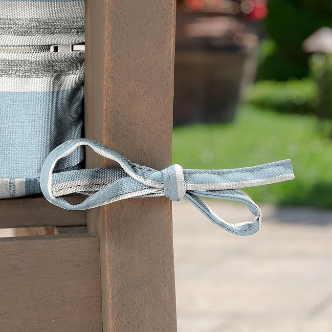 Arden Foam Outdoor Round Back Seat Cushion, 20 x 19, Made with ProFoam, Rain-Proof, Fade Resistant, French Blue Linen Stripe