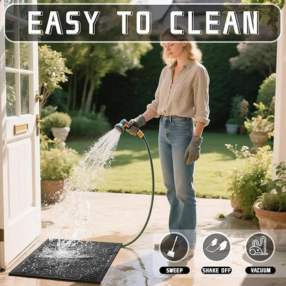 Yimobra Large Door Mat Outside Entrance 47x32, Waterproof Sturdy Outdoor Mats for Front Door, Heavy Duty Non-Slip Doormat for Garage Patio Entryway Indoor, Easy Clean, Grey
