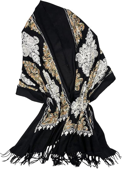 Urban CoCo Women's Embroidered Tassel Long Shawl Oversize Scarf Wraps for Women
