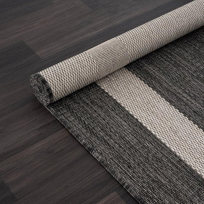 CAMILSON Outdoor Rug 9x12, Large Modern Outside Rugs for Patios Porches Waterproof Durable Washable Non-Shedding, Easy-to-Clean Indoor Outdoor Area Carpet (9 x 12, Bordered - Dark Gray/Light Gray)