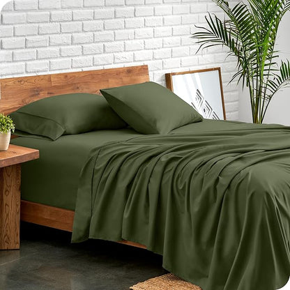 Bare Home Queen Sheet Set - Luxury 1800 Ultra-Soft Microfiber - Double Brushed - Deep Pockets - Easy Fit - 4 Piece Set - Bedding Sheets & Pillowcases (Queen, Cypress)