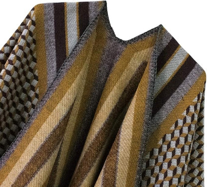 Women's Vintage Pattern Open Front Poncho Cape Shawl Winter Shawl Wraps