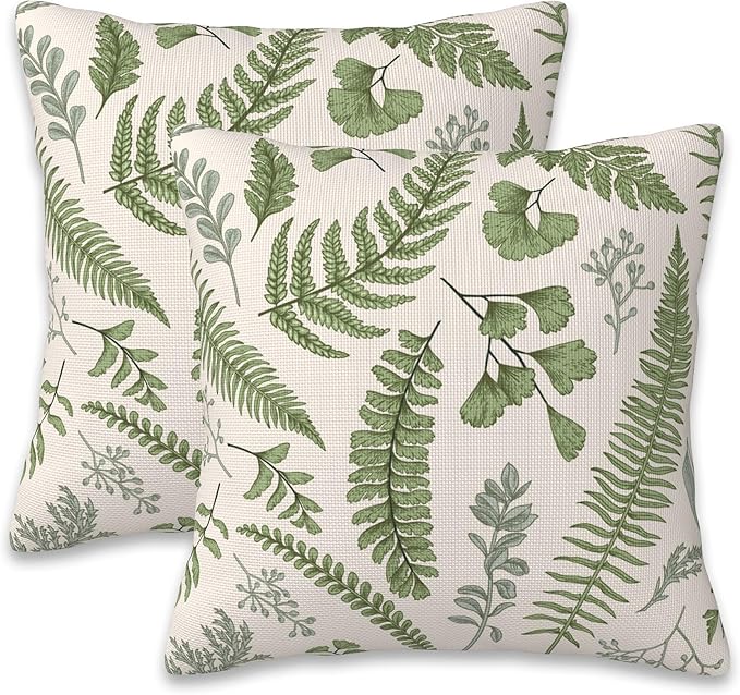 Leaves and Herbs Throw Pillow Cover Case Vintage Floral Botanical Throw Pillows Set of 2 Super Soft Pillow Covers 16x16 Inches Farmhouse Home Decor for Living Room Bedroom Sofa Couch Cushion Cover