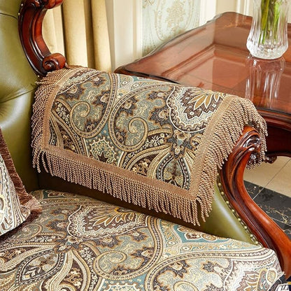 LUFEIJIASHI Luxury Couch Arm Covers, Washable Armrest Protectors for Leather Sofa, Anti Slip Recliner Chair Arm Covers Set of 2 (FLKF-Coffee)