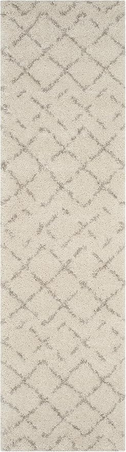 SAFAVIEH Arizona Shag Collection Runner Rug - 2'3" x 10', Ivory & Beige, Moroccan Boho Design, Non-Shedding & Easy to Clean, Ideal for Ideal for Living Room, Hallway, Foyer, Bedroom (ASG743A)