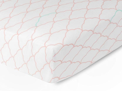 Newton Baby Fitted Mini Crib Sheets (2-Pack) | Organic Muslin Cotton, Breathable & Soft Baby Sheets, Washable Baby Mattress Sheets, Fits Mini Crib Mattresses 24" x 38", Dreamweaver Coral & Plain White