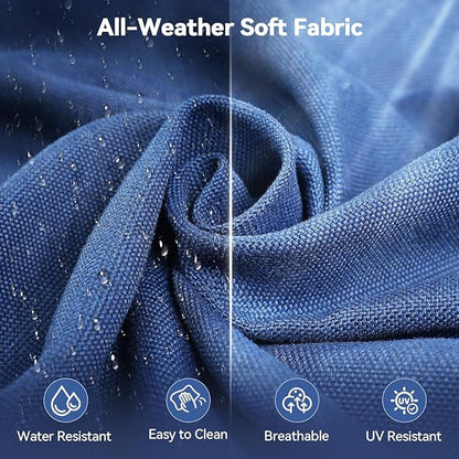Luxury 6" Outdoor Cushions for Patio Furniture, 24x24x6" Thick Seat Cushion Set of 3, Fade Resistant Couch Chair Replacement Cushions High Density Deep Wicker Chair Cushion w/ Removable Cover, Blue