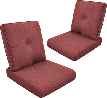 Patio Cushions for Outdoor Furniture - 22" x 25" x 4" UV Resistant Thick Foam Cushions Water Resistant Replacement Cushion for Outdoor Patio Furniture Chair/Sofa/Couch | Red | 2-Pack |