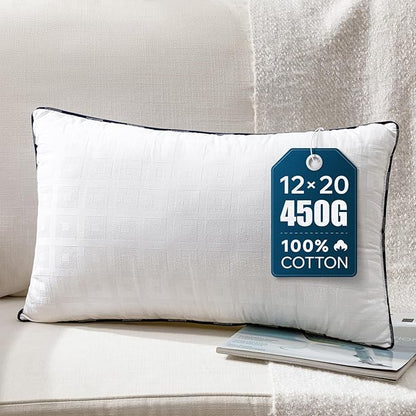 Phantoscope 12x20 Pillow Inserts, Decorative Throw Pillow Inserts with 100% Cotton Jacquard Cover, Virgin Fiber Pillow Sham Stuffer, Lumbar Square Couch Cushion Pillows, Pack of 1, 12x20 Inch