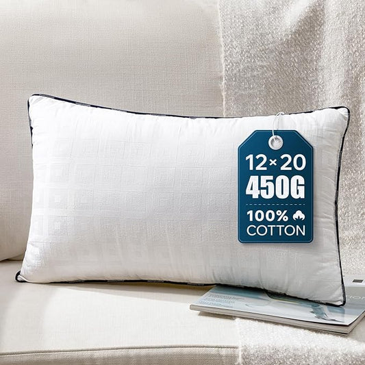 Phantoscope 12x20 Pillow Inserts, Decorative Throw Pillow Inserts with 100% Cotton Jacquard Cover, Virgin Fiber Pillow Sham Stuffer, Lumbar Square Couch Cushion Pillows, Pack of 1, 12x20 Inch