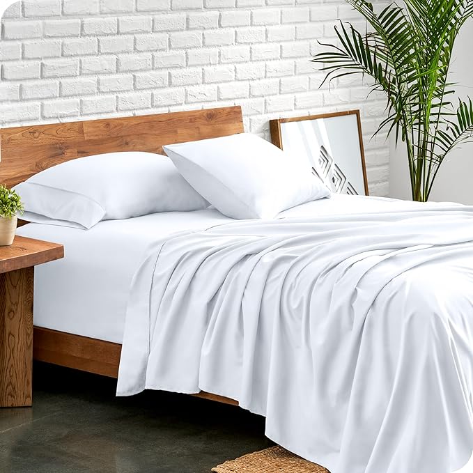 Bare Home California King Sheet Set - 1800 Ultra-Soft Microfiber Cal King Bed Sheets - Double Brushed - Deep Pockets - Easy Fit - 4 Piece Set - Bed Sheets (California King, White)