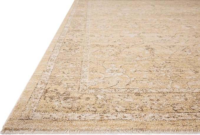 Loloi Chris Loves Julia Palma Collection PLM-10 Wheat/Bark 2'-7" x 10'-0" Fringe Runner Rug Vintage Style Boho Living Room Bedroom Carpet
