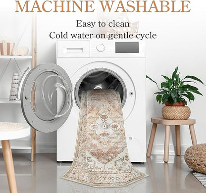 Lahome 5x7 Boho Machine Washable Area Rug (Non-Slip Lightweight Low-Pile)(Oriental Distressed Print for Living,Bedroom,Office)