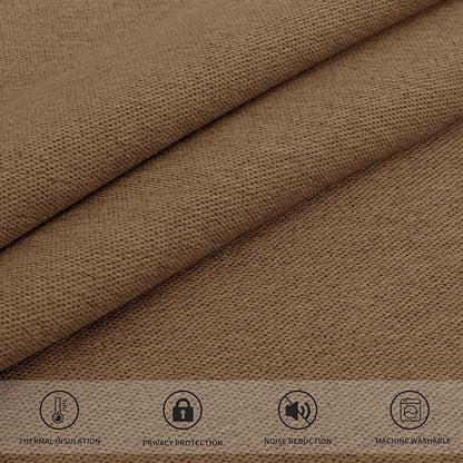 Easy-Going Linen Look Blackout Curtain Grommet Window Curtain Drapes for Bedroom, Living Room Thermal Insulated Room Darkening (2 Panels, 52x63 inch, Brown)