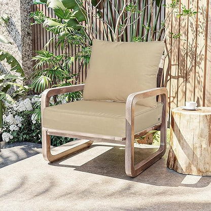 COZYVIDA Outdoor/Indoor 22x24 inch Deep Seat Patio Cushions Set of 2 Resilient Foam Filling Water Repellent Stain-Resistant UV Resistant Weather Resistant Patio Cushions Beige
