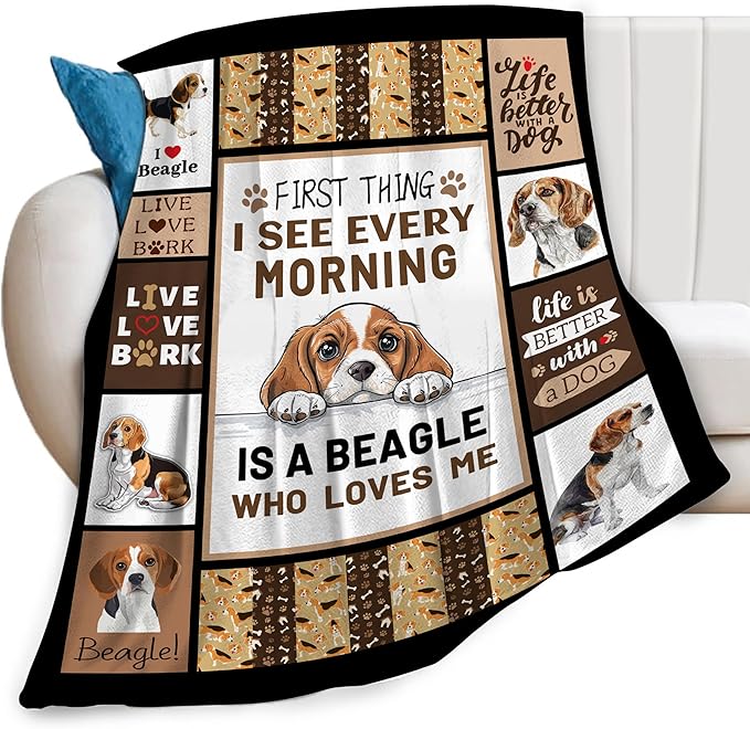 Beagles Dog Print Blanket Best Dog Pet Animal Throw Blankets for Couch Sofa Stuff Decor Gifts Lightweight Soft Cozy Fleece Plush Warm Flannel Bedding for Lover Man Woman Teen Adults 60"x80"