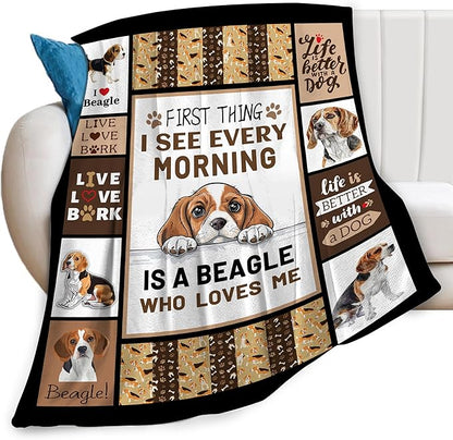 Beagles Dog Print Blanket Best Dog Pet Animal Throw Blankets for Couch Sofa Stuff Decor Gifts Lightweight Soft Cozy Fleece Plush Warm Flannel Bedding for Lover Man Woman Teen Adults 60"x80"