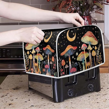 ZFRXIGN Mushroom Toaster Covers 2 Slice Toaster Dust Cover Moon Night Toaster Bag Kitchen Appliance Covers Toaster Oven Dustproof Cover Machine Washable Toaster Cover Galaxy Black
