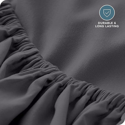 Bare Home Fitted Bottom Sheet Short Queen Size - Premium 1800 Microfiber - Ultra-Soft Hotel Luxury - Deep Pocket - Durable and Long Lasting - Fitted Sheet (Short Queen, Forged Iron Grey)