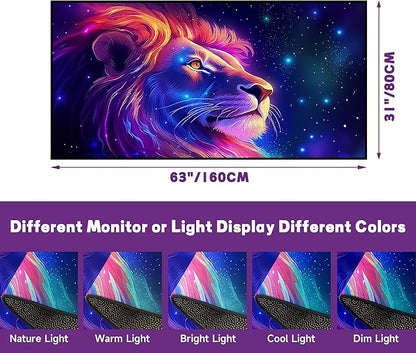 Galaxy Lion Rug 3D Fierce Lions Area Rugs for Kids Bedroom Living Room Playroom Gameroom Boys Glitter Carpet Throw Rugs Floor Mat 63 in x 31 in