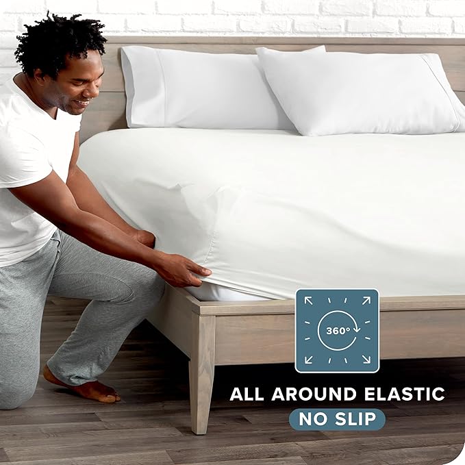 Bare Home Fitted Bottom Sheet Twin XL Size - Premium 1800 Microfiber - Ultra-Soft Hotel Luxury - Deep Pocket - Durable and Long Lasting (Twin XL, Cream)