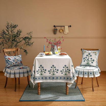 patdrea Pack of 2 Chair Cushions for Dining Chairs with Ruffled, Blue Floral Seat Cushion with Ties,Removable,Non Slip Chair Pads Decor for Bar Stool Cushions, Indoor Kitchen Chairs, 17.7"x17.7"
