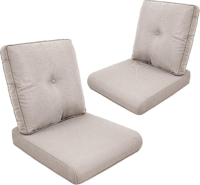 Patio Cushions for Outdoor Furniture - 22" x 25" x 4" UV Resistant Thick Foam Cushions Water Resistant Replacement Cushion for Outdoor Patio Furniture Chair/Sofa/Couch | Beige | 2-Pack |
