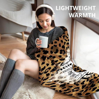 Teacher Leopard Blanket, Trendy Retro Cheetah Print Throw Blankets for Office Home Bedroom Living Room Couch Decor, Teacher Appreciation Gifts for Women, Teachers Gifts, 50x60 Inch
