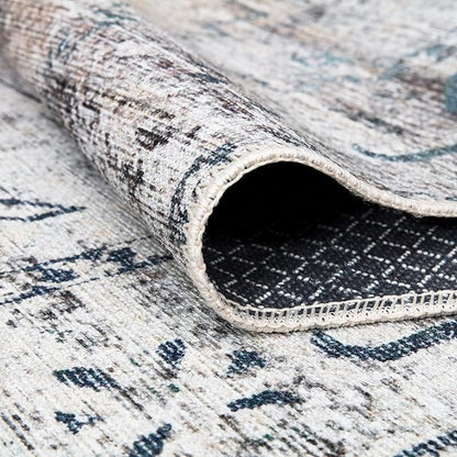 Bloom Rugs Washable Non-Slip 9' x 12' Rug - Teal/Beige Traditional Area Rug for Living Room, Bedroom, Dining Room, and Kitchen - Exact Size: 9' x 12'
