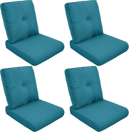 Patio Cushions for Outdoor Furniture - 22" x 25" x 4" UV Resistant Thick Foam Cushions Water Resistant Replacement Cushion for Outdoor Patio Furniture Chair/Sofa/Couch | Peacock Green | 4-Pack |