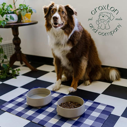 CROXTON & CO. Non-Slip Faux Leather Pet Feeding Mat for Dog Bowls | Large Bowl Mat for Food and Water | Durable, Easy-to-Clean Pet Food Mat for Floors | Size: 16.5"x18"