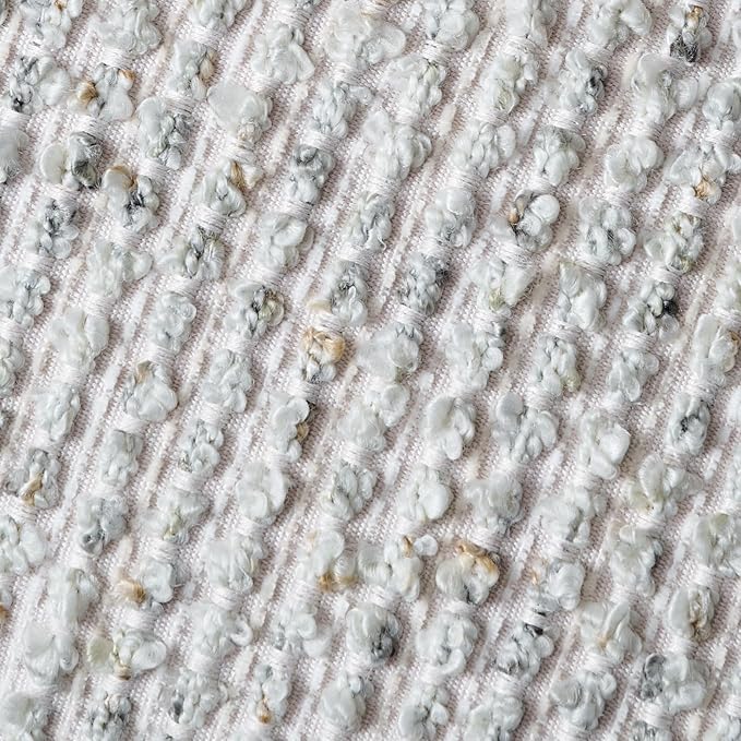 Striped Throw Pillow Covers 18x18 Set of 2 Cream Grey Textured Boucle Chic Morden Boho Accent Farmhouse Square Decorative Couch Pillow Covers for Home Decor Bed Sofa Living Room