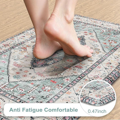 KIMODE Farmhouse Kitchen Mats,Anti Fatigue Kitchen Rugs Sets of 2, Non Slip Waterproof Kitchen Floor Mats, Ergonomic Cushioned Comfort Standing Mat for Laundry, Office, Sink,Desk,Blue