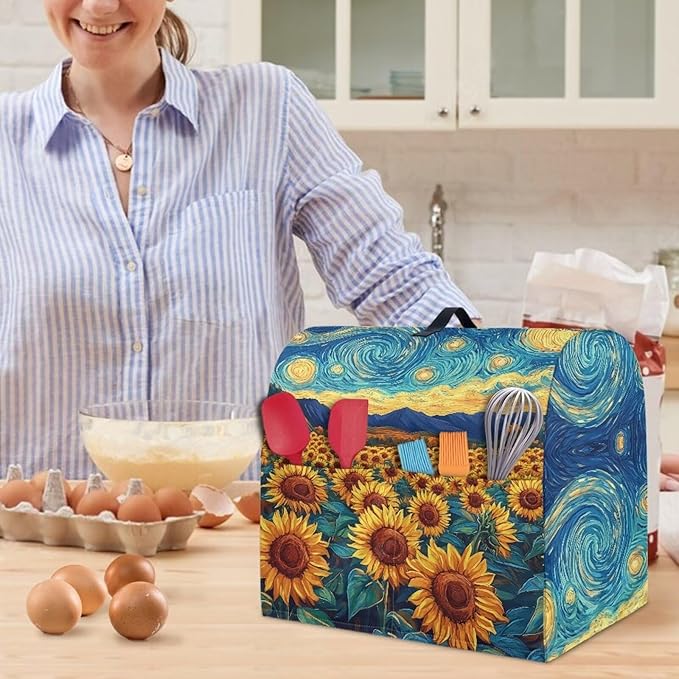 Kitchen Aid Stand Mixer Cover Dust Cover with 2 Pocket and Handle, Multicolor, Polyester, Universal Size, Protects from Dust, Stains, Oil Stains, Fingerprints, Pet Hair, Splashes