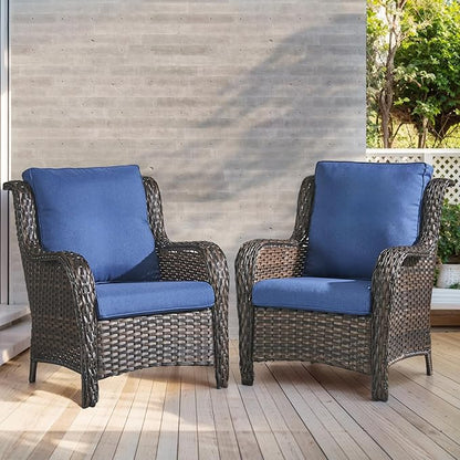 Outdoor Chair Cushions- 22 X 25 Inch High Density Sponge Patio Cushions Deep Seat Patio Furniture Cushions for Chair Sofa Couch-Blue/4 Piece