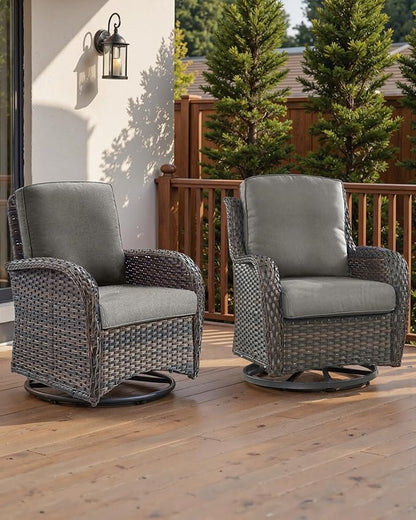 Pop 22x25/22x24 Outdoor Cushions for Patio Couch Chairs Set of 3 - High Back Comfy Outside Seat Cushions for Wicker Dining Rocker Glider Loveseat 3-Seater Sectional Sofa - Grey/Classic