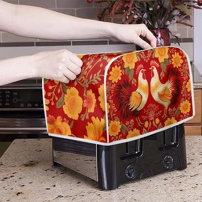 Rooster Dust Cover Kitchen Blender Cover Flower Washable Toaster Bread Maker Dustproof Cover Kitchen Appliance S