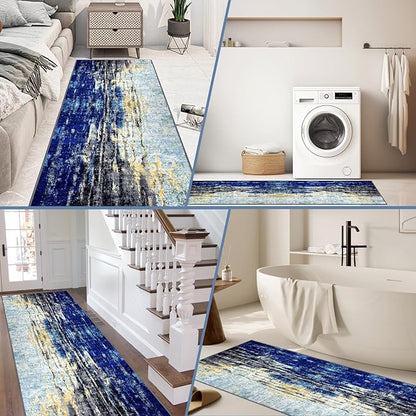 Runner Rug Washable 3x15 FT, Non Slip Rubber Backing Abstract Carpet, Soft Area Rugs for Bedroom Kitchen Hallway Entryway Bathroom, Customized