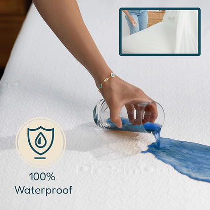 DreamOasis Waterproof Mattress Protector King Size - Premium Bamboo Viscose, Super Soft, Breathable, Machine Washable, Noiseless Bed Mattress Cover - White