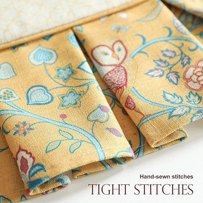 patdrea Pack of 2 Chair Cushions for Dining Chairs with Ruffled, Yellow Birds Seat Cushion with Ties,Removable,Non Slip Chair Pads Decor for Bar Stool Cushions, Indoor Kitchen Chairs, 17.7"x17.7"
