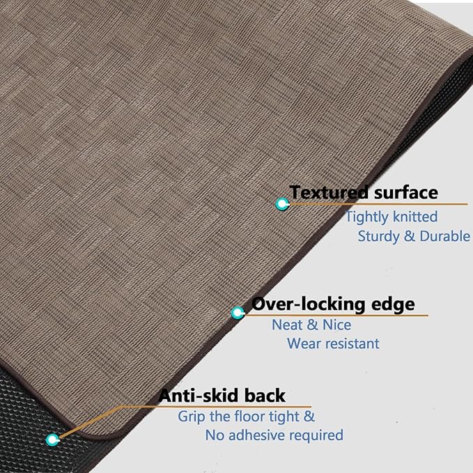 Chair Mat for Hardwood & Tile Floor, 47" x 60" Heavy Duty Office Chair Mat for Rolling Chairs, Anti Slip, Non-Curve, Floor Protector for Home Office, Brown Square