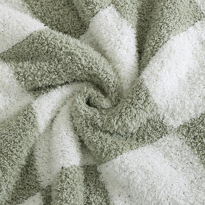 WRENSONGE Checkered Throw Blanket, Sage GreenSoft Cozy Fluffy Warm Hand Made Throw Blankets for Couch, Sofa, Chair, Bed, Camping, Picnic, Travel Lightweight Bed Blanket - 30"*40"