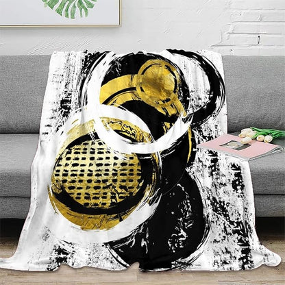 Black White Print Throw Blanket,Abstract Modern Oil Painting Art Watercolor Geometric Print Fashion Blankets for Sofa Chair Bed Office 40x50inch(100x130cm)